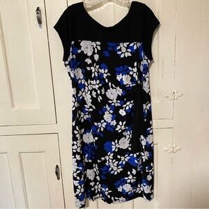 Motherhood Maternity Black/ Blue/ White Floral Side-Tie Knit Dress Size XL